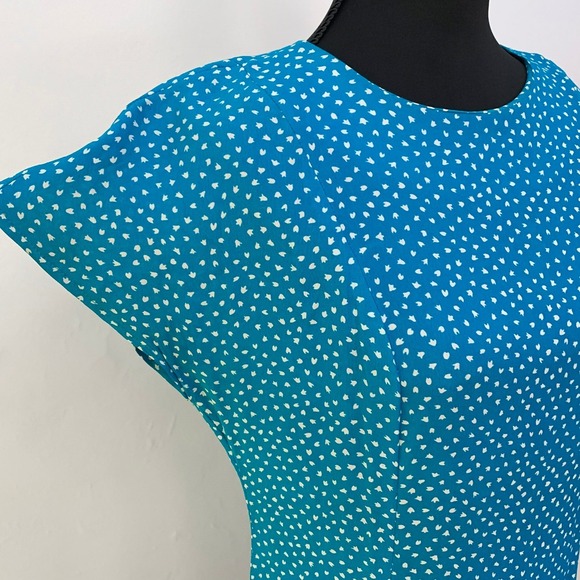 Vintage Union Made Karin Stevens Blue Tiered Floral Dress M Medium - Picture 3 of 13